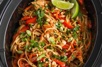 Gradual Cooker Hen Peanut Noodles